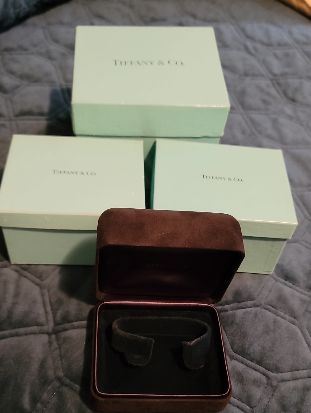 Tiffany & Co. Jewelry Box Set in Robin's Egg Blue and Brown